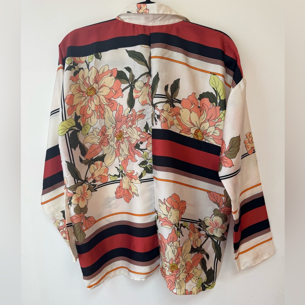 Zara Basic Red And Black Patterned Top - image 4